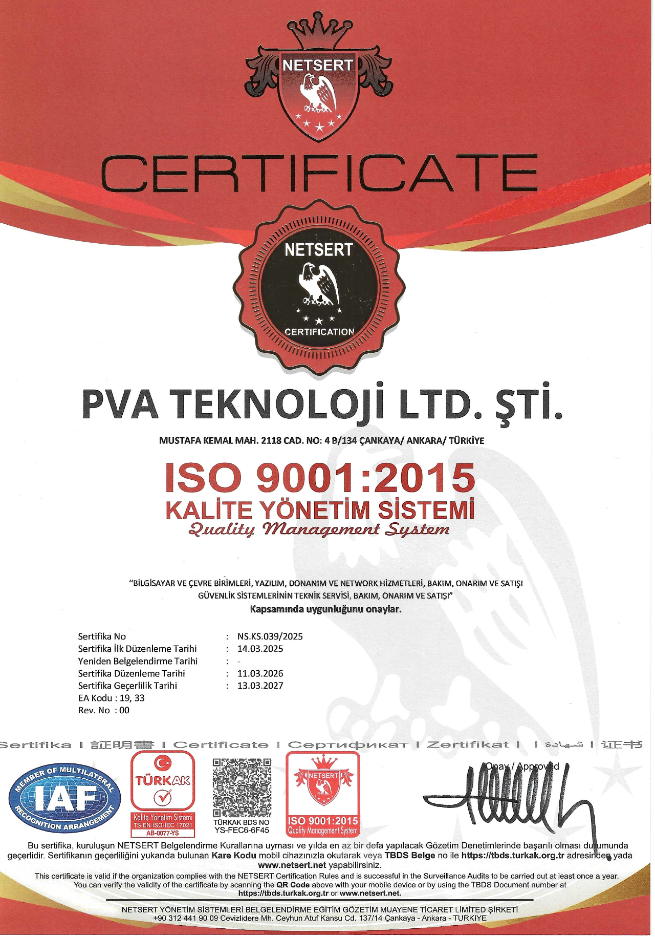 TS EN ISO 9001:2015